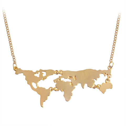 Globe World Map Pendant Necklaces