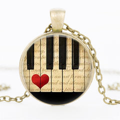 Piano Heart Statement Necklace