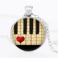 Piano Heart Statement Necklace